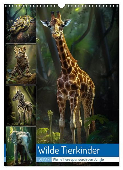 Wilde Tierkinder (Wandkalender 2027 DIN A3 hoch) CALVENDO Monatskalender