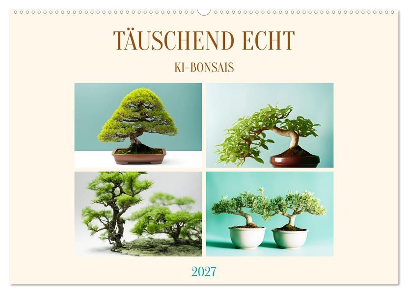 Täuschend echt KI-Bonsais (Wandkalender 2027 DIN A2 quer) CALVENDO Monatskalender
