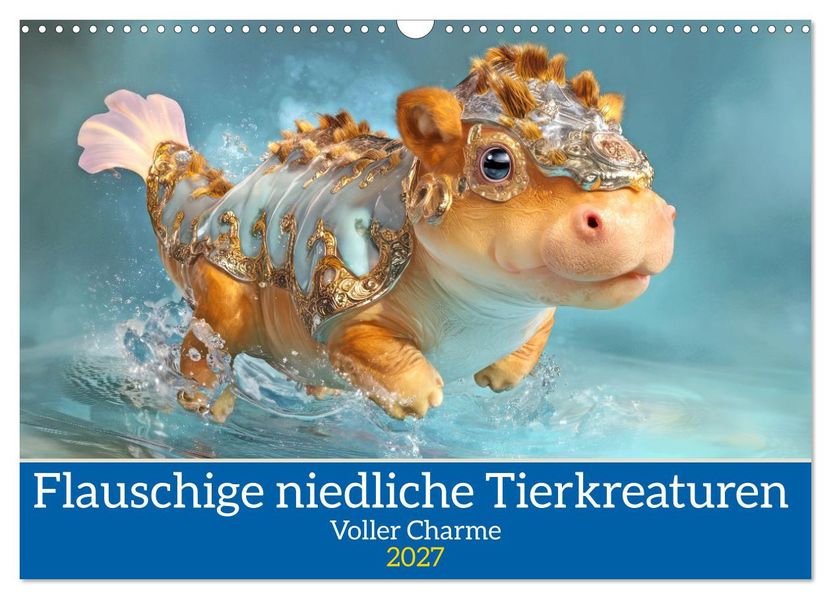 Flauschige niedliche Tierkreaturen - Voller Charme (Wandkalender 2027 DIN A3 quer) CALVENDO Monatskalender