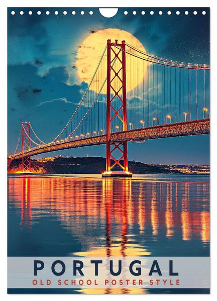 Portugal - Old School Poster Style (Wandkalender 2027 DIN A4 hoch) CALVENDO Monatskalender
