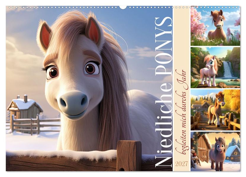 Niedliche Ponys (Wandkalender 2027 DIN A2 quer) CALVENDO Monatskalender