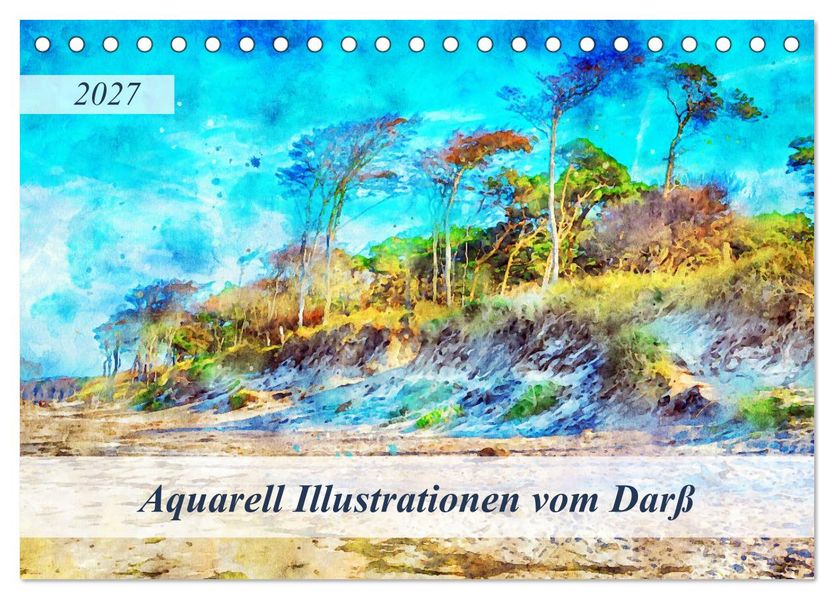 Aquarell Illustrationen vom Darß (Tischkalender 2027 DIN A5 quer) CALVENDO Monatskalender