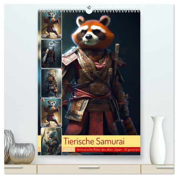 Tierische Samurai (hochwertiger Premium Wandkalender 2027 DIN A2 hoch) Kunstdruck in Hochglanz