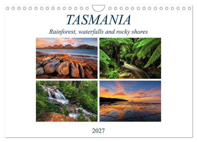 Tasmania Rainforest waterfalls and rocky shores (Wall Calendar 2027 DIN A4 landscape) CALVENDO 12 Month Wall Calendar