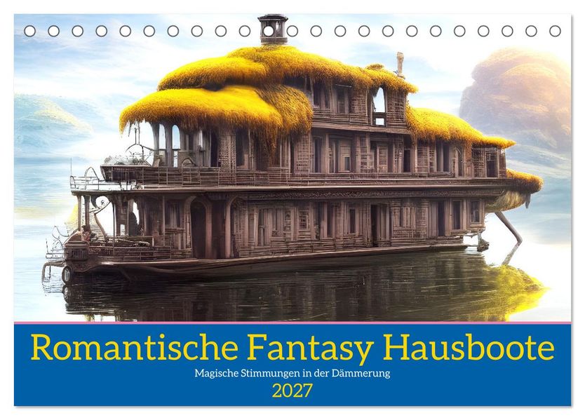 Romantische Fantasy Hausboote Magische Stimmungen in der Dämmerung (Tischkalender 2027 DIN A5 quer) CALVENDO Monatskalender
