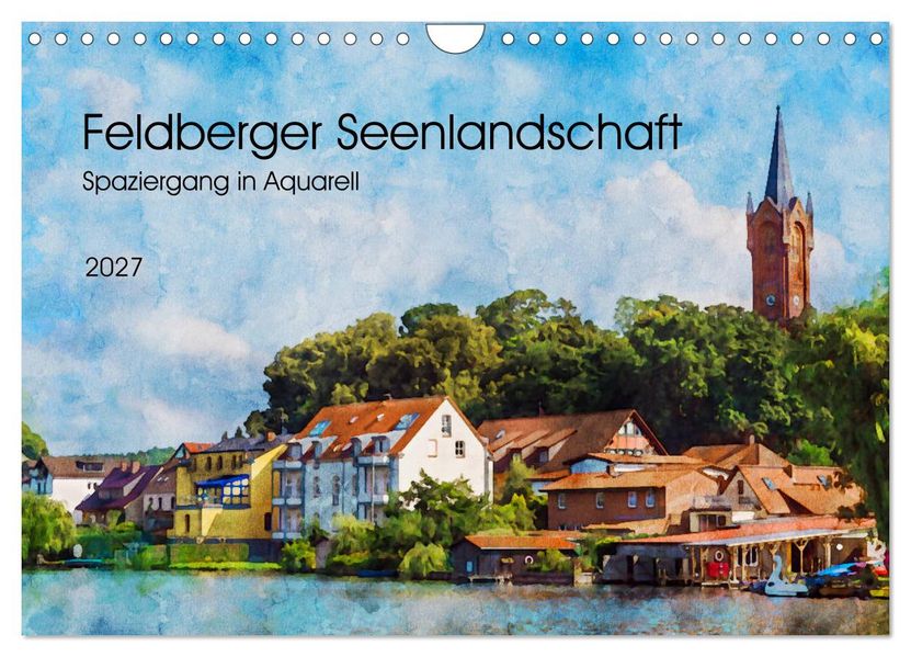 Feldberger Seenlandschaft - Spaziergang in Aquarell (Wandkalender 2027 DIN A4 quer) CALVENDO Monatskalender