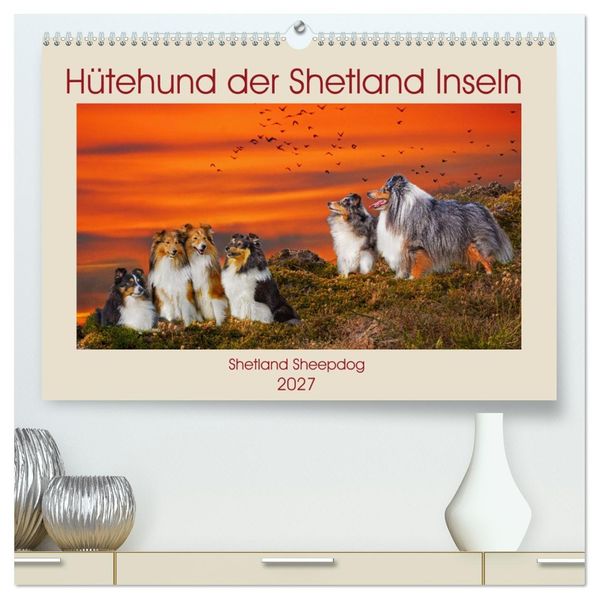 Hütehund der Shetland Inseln - Shetland Sheepdog (hochwertiger Premium Wandkalender 2027 DIN A2 quer) Kunstdruck in Hochglanz
