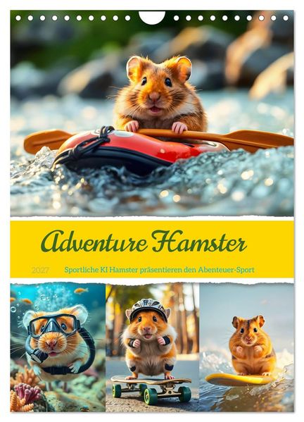 Adventure Hamster - Sportliche KI Hamster präsentieren den Abenteuer-Sport (Wandkalender 2027 DIN A4 hoch) CALVENDO Monatskalender