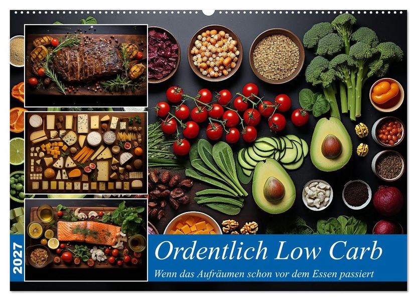 Ordentlich Low Carb (Wandkalender 2027 DIN A2 quer) CALVENDO Monatskalender