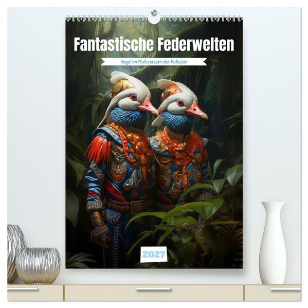 Fantastische Federwelten (hochwertiger Premium Wandkalender 2027 DIN A2 hoch) Kunstdruck in Hochglanz