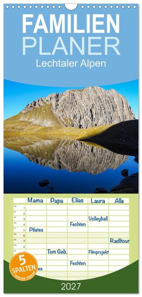 Familienplaner 2027 - Lechtaler Alpen mit 5 Spalten (Wandkalender 21 x 45 cm) CALVENDO