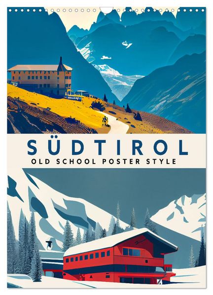 Südtirol - Old School Poster Style (Wandkalender 2027 DIN A3 hoch) CALVENDO Monatskalender