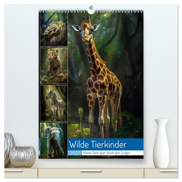 Wilde Tierkinder (hochwertiger Premium Wandkalender 2027 DIN A2 hoch) Kunstdruck in Hochglanz