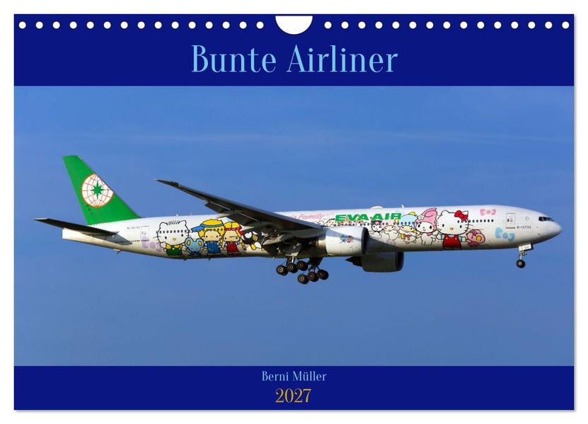 Bunte Airliner (Wandkalender 2027 DIN A4 quer) CALVENDO Monatskalender