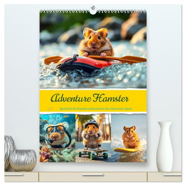 Adventure Hamster - Sportliche KI Hamster präsentieren den Abenteuer-Sport (hochwertiger Premium Wandkalender 2027 DIN A2 hoch) Kunstdruck in Hochglanz