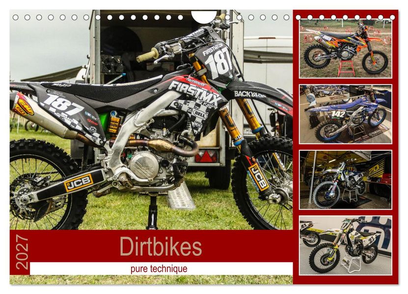 Dirtbikes - pure technique (Wandkalender 2027 DIN A4 quer) CALVENDO Monatskalender