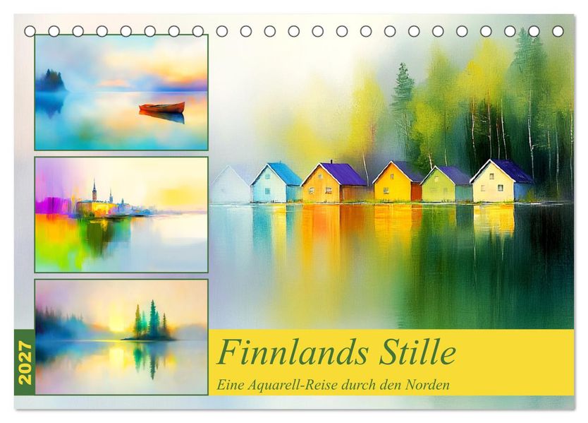 Finnlands Stille. Eine Aquarell-Reise durch den Norden (Tischkalender 2027 DIN A5 quer) CALVENDO Monatskalender