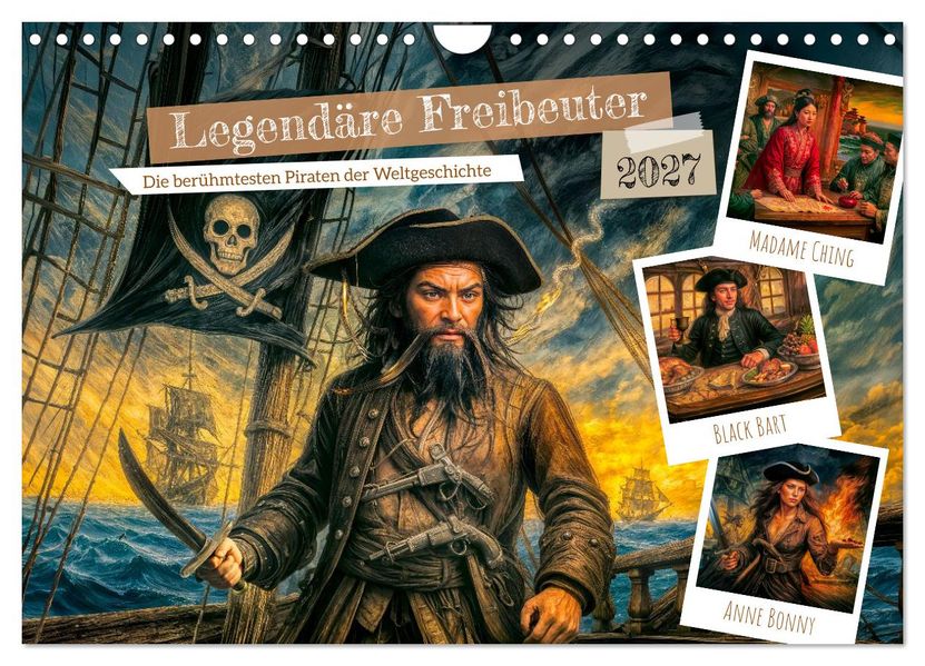 Legendäre Freibeuter - Die berühmtesten Piraten der Weltgeschichte (Wandkalender 2027 DIN A4 quer) CALVENDO Monatskalender