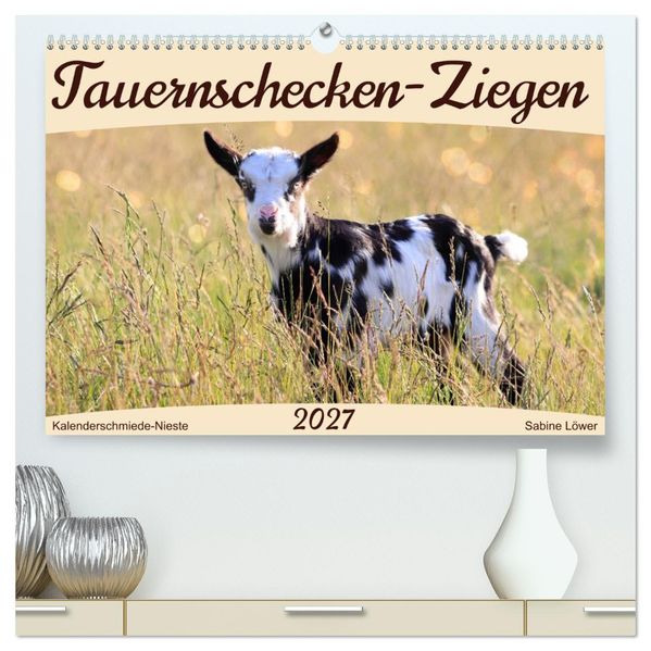 Tauernschecken-Ziegen (hochwertiger Premium Wandkalender 2027 DIN A2 quer) Kunstdruck in Hochglanz