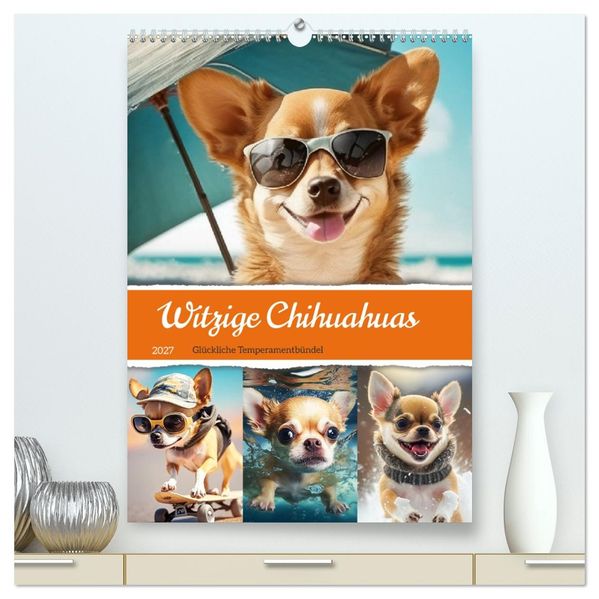 Witzige Chihuahuas. Glückliche Temperamentbündel (hochwertiger Premium Wandkalender 2027 DIN A2 hoch) Kunstdruck in Hochglanz