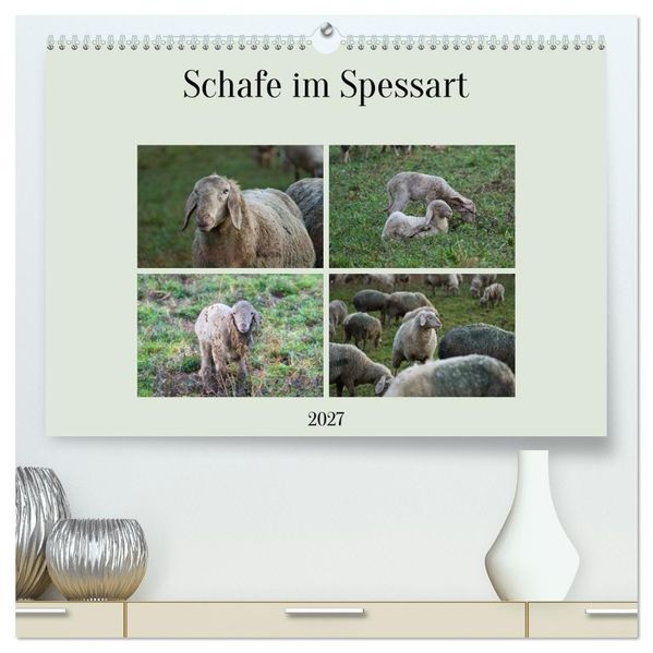 Schafe im Spessart (hochwertiger Premium Wandkalender 2027 DIN A2 quer) Kunstdruck in Hochglanz