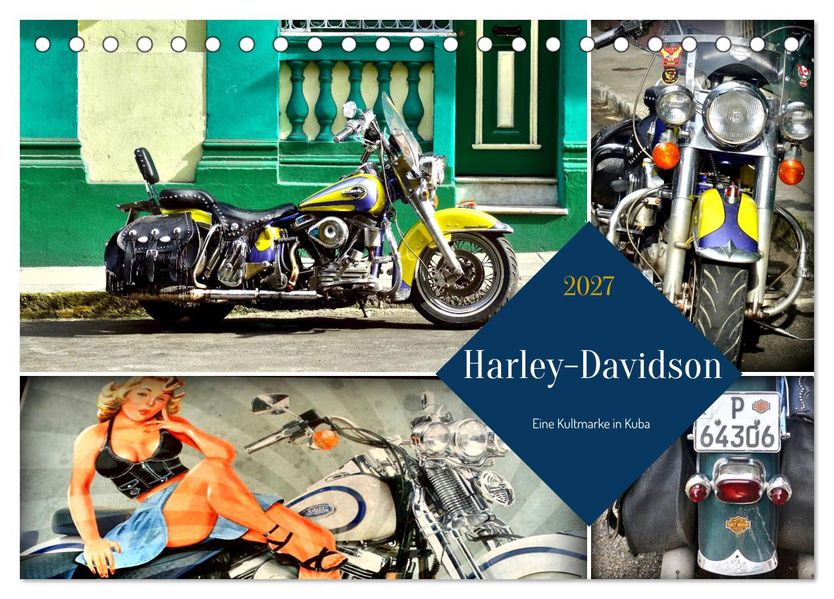 Harley-Davidson - Eine Kultmarke in Kuba (Tischkalender 2027 DIN A5 quer) CALVENDO Monatskalender
