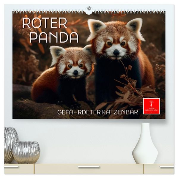 Roter Panda - gefährdeter Katzenbär (hochwertiger Premium Wandkalender 2027 DIN A2 quer) Kunstdruck in Hochglanz