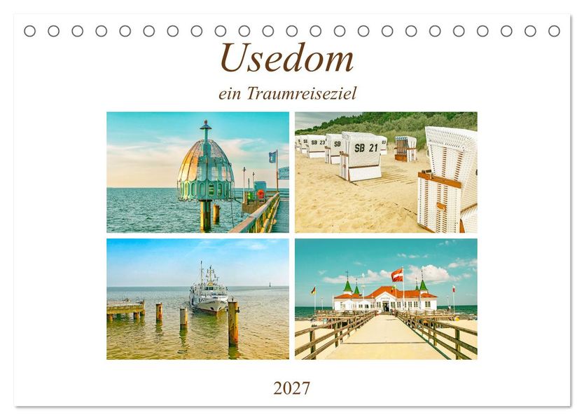Usedom - ein Traumreiseziel (Tischkalender 2027 DIN A5 quer) CALVENDO Monatskalender