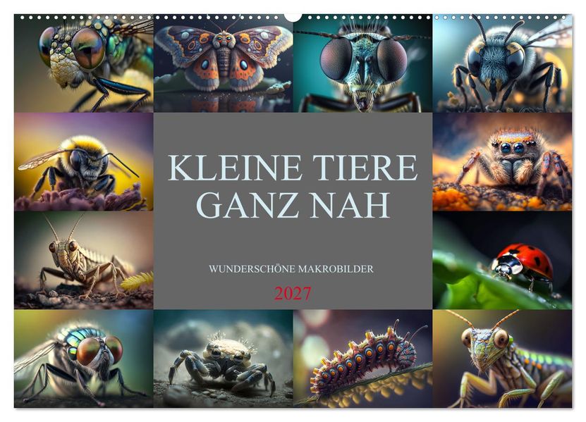 Kleine Tiere ganz nah (Wandkalender 2027 DIN A2 quer) CALVENDO Monatskalender