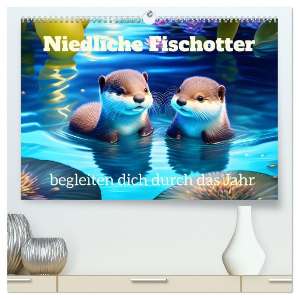 Niedliche Fischotter begleiten dich durch das Jahr (hochwertiger Premium Wandkalender 2027 DIN A2 quer) Kunstdruck in Hochglanz