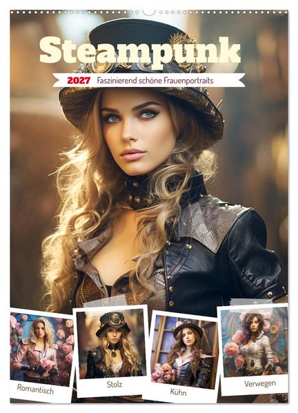 Steampunk. Faszinierend schöne Frauenportraits (Wandkalender 2027 DIN A2 hoch) CALVENDO Monatskalender