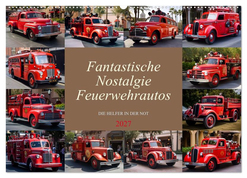 Fantastische Nostalgie Feurwehrautos (Wandkalender 2027 DIN A2 quer) CALVENDO Monatskalender