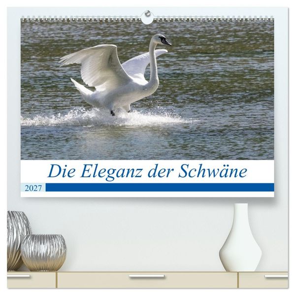Die Eleganz der Schwäne (hochwertiger Premium Wandkalender 2027 DIN A2 quer) Kunstdruck in Hochglanz