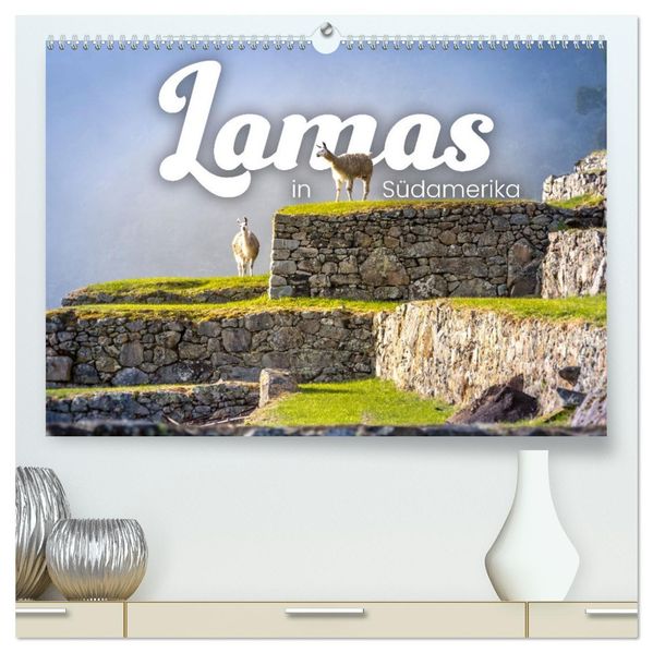 Lamas in Südamerika (hochwertiger Premium Wandkalender 2027 DIN A2 quer) Kunstdruck in Hochglanz