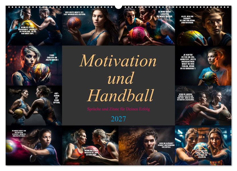 Motivation und Handball (Wandkalender 2027 DIN A2 quer) CALVENDO Monatskalender