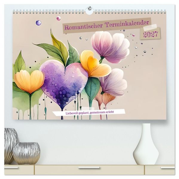 Romantischer Terminkalender (hochwertiger Premium Wandkalender 2027 DIN A2 quer) Kunstdruck in Hochglanz