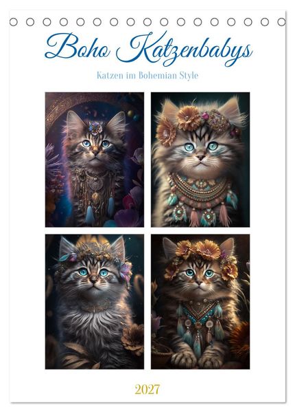 Boho Katzenbabys (Tischkalender 2027 DIN A5 hoch) CALVENDO Monatskalender