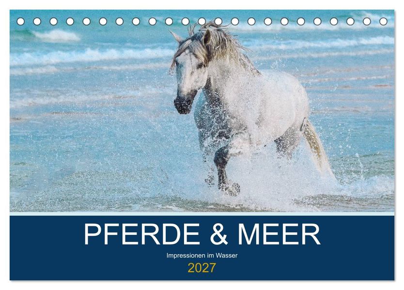 PFERDE & MEER (Tischkalender 2027 DIN A5 quer) CALVENDO Monatskalender