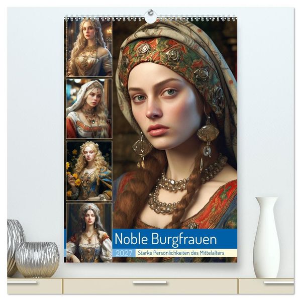 Noble Burgfrauen. Starke Persönlichkeiten des Mittelalters (hochwertiger Premium Wandkalender 2027 DIN A2 hoch) Kunstdruck in Hochglanz