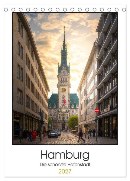 Hamburg - Die schönste Hafenstadt (Tischkalender 2027 DIN A5 hoch) CALVENDO Monatskalender