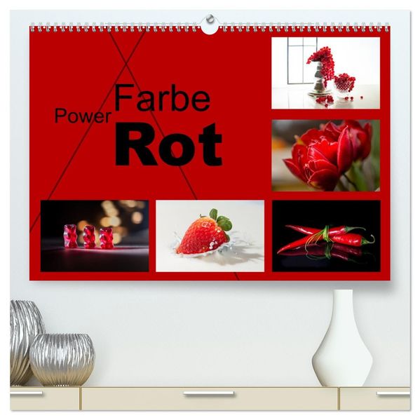 Powerfarbe Rot (hochwertiger Premium Wandkalender 2027 DIN A2 quer) Kunstdruck in Hochglanz