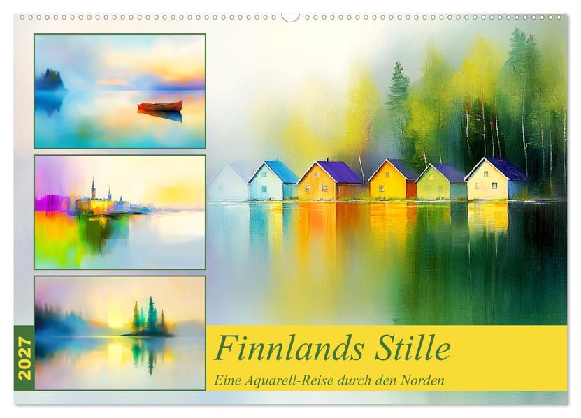 Finnlands Stille. Eine Aquarell-Reise durch den Norden (Wandkalender 2027 DIN A2 quer) CALVENDO Monatskalender