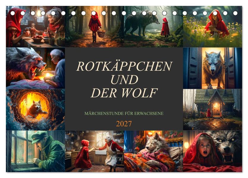 Rotkäppchen und der Wolf (Tischkalender 2027 DIN A5 quer) CALVENDO Monatskalender