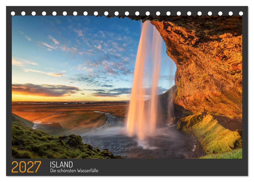 Island - Die schönsten Wasserfälle (Tischkalender 2027 DIN A5 quer) CALVENDO Monatskalender
