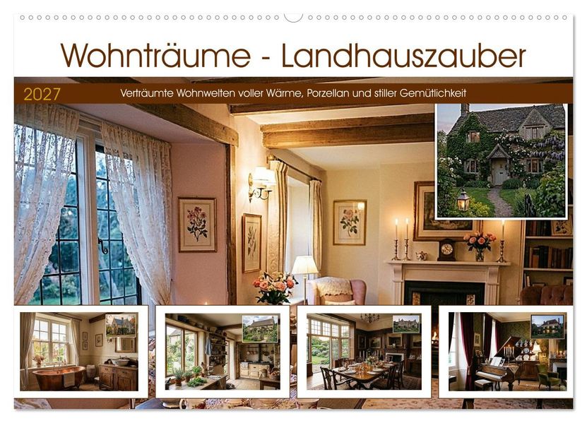 Wohnträume - Landhauszauber (Wandkalender 2027 DIN A2 quer) CALVENDO Monatskalender
