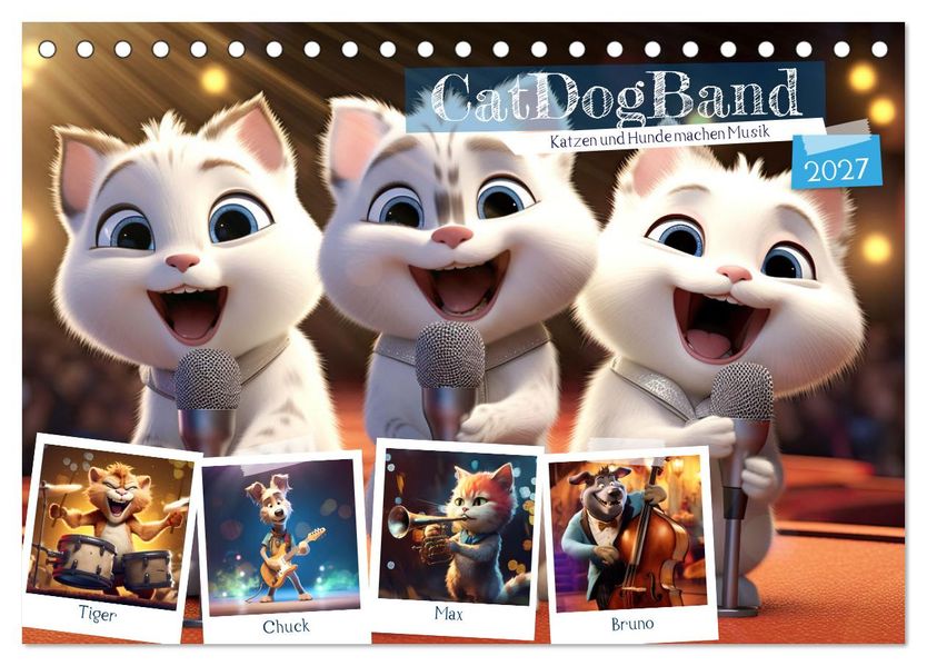 CatDogBand (Tischkalender 2027 DIN A5 quer) CALVENDO Monatskalender
