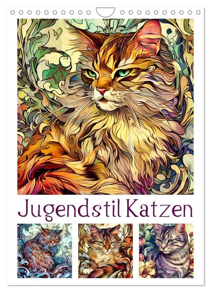 Jugendstil Katzen (Wandkalender 2027 DIN A4 hoch) CALVENDO Monatskalender