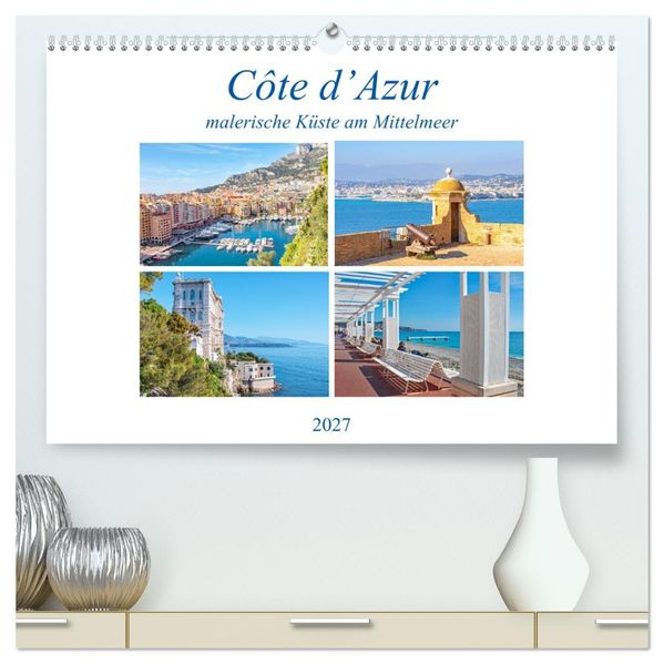 Côte d'Azur - malerische Küste am Mittelmeer (hochwertiger Premium Wandkalender 2027 DIN A2 quer) Kunstdruck in Hochglanz