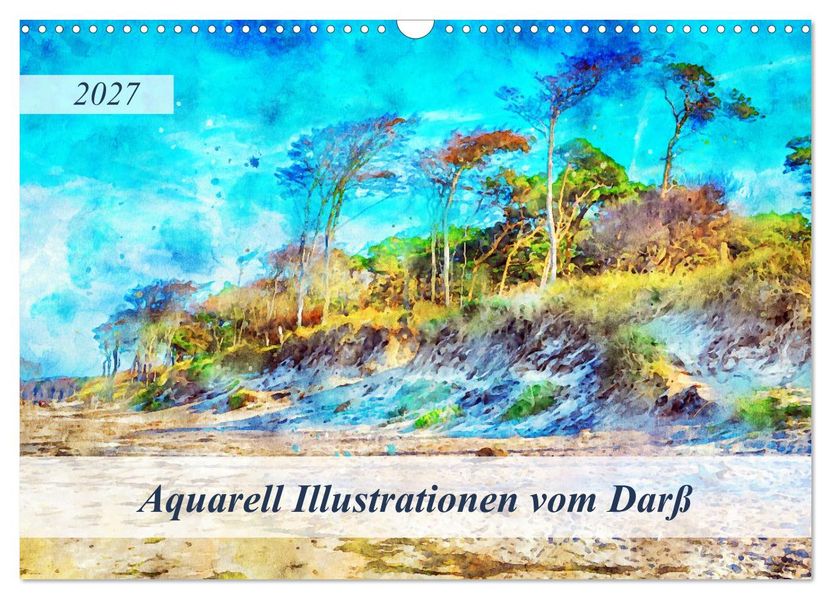 Aquarell Illustrationen vom Darß (Wandkalender 2027 DIN A3 quer) CALVENDO Monatskalender