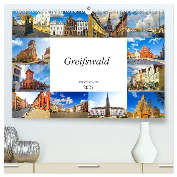 Greifswald Impressionen (hochwertiger Premium Wandkalender 2027 DIN A2 quer) Kunstdruck in Hochglanz
